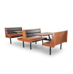 The Royal Series Contour Booth - Padded seat backs and integrated wood side panels add comfort to the upscale look of these contour booths!  Perfect for Food Courts, Travel Stops, and Fast Casual Outlets. Padded Contour Booths